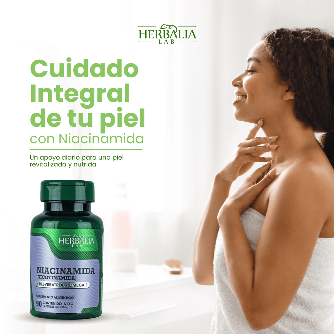 Niacinamida con Resveratrol Enriquecido + Omega-3 Triple Acción - 90 Cápsulas Herbalia Lab