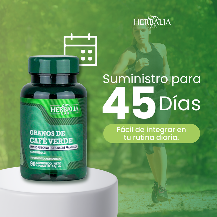 Herbalia Lab Granos de Café Verde, Mango Africano, Cetonas de Frambuesa y Omega 3  EPA/DHA - 90 Cápsulas