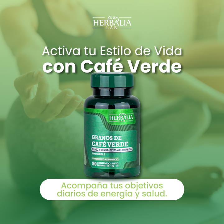 Herbalia Lab Granos de Café Verde, Mango Africano, Cetonas de Frambuesa y Omega 3  EPA/DHA - 90 Cápsulas