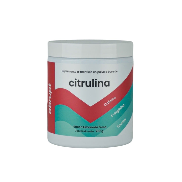 Abrupt Citrulina | en Polvo, Sabor Limonada Fresa | 210g 30 Porciones, Con Taurina y Cafeína