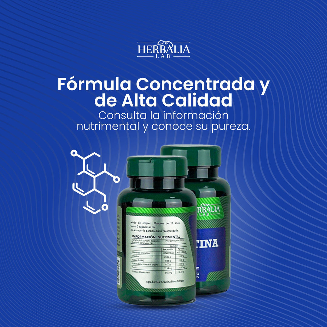 Herbalia Lab Creatina Monohidratada en Cápsulas | Suplemento para Rendimiento Deportivo y Fuerza - 90 Cápsulas