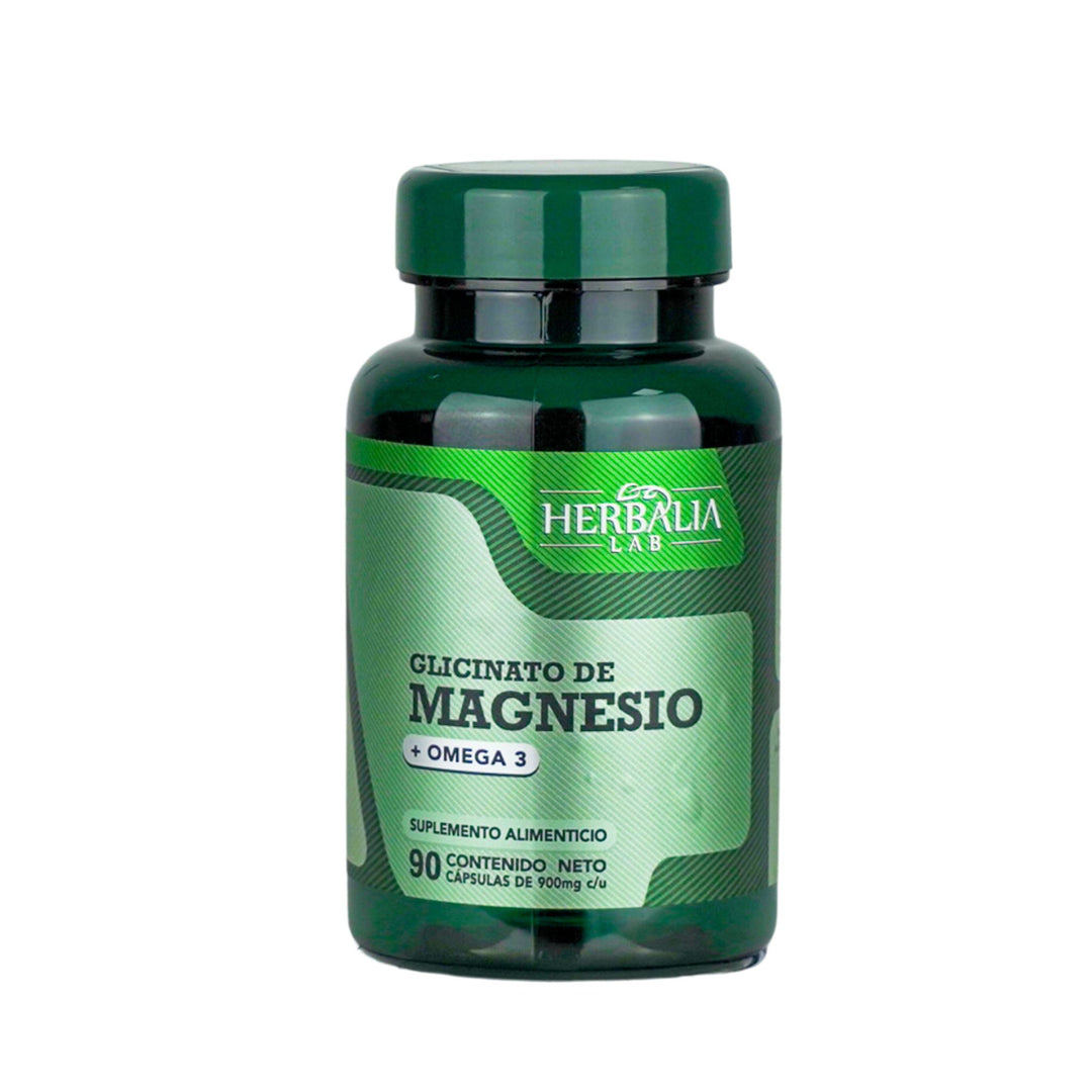 Herbalia Lab - Glicinato de Magnesio 400mg - Magnesio Glicinato + Omega 3 - Fórmula Avanzada Alta Absorción - 90 Cápsulas