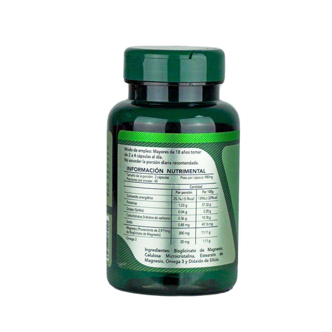 Herbalia Lab - Glicinato de Magnesio 400mg - Magnesio Glicinato + Omega 3 - Fórmula Avanzada Alta Absorción - 90 Cápsulas