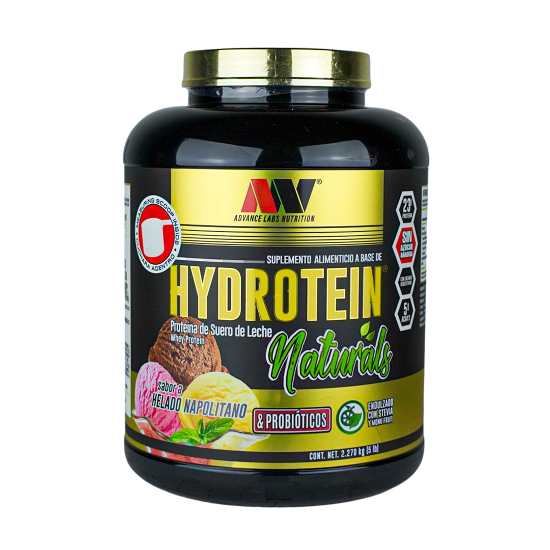 Advance Nutrition Hydrotein Naturals - Proteína de Suero Hidrolizado con Probióticos y BCAAs - Endulzada con Stevia y Monk Fruit | 2.27 kg