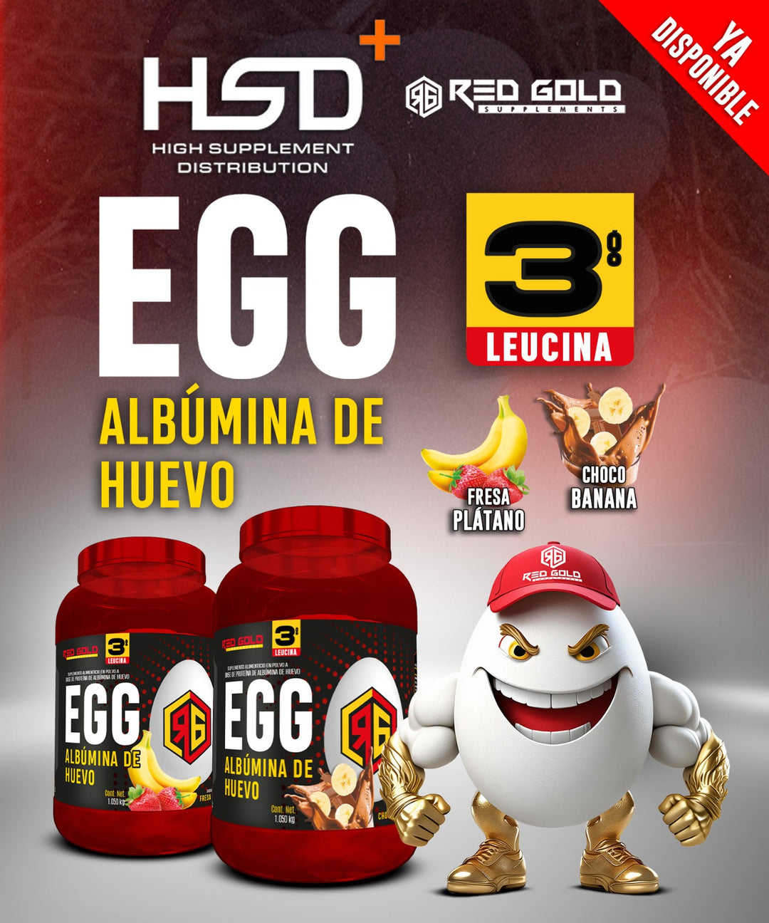 Red Gold Proteína de Claras de Huevo - 25g de Proteína por Porción - Sin Azúcar | 1.050 kg