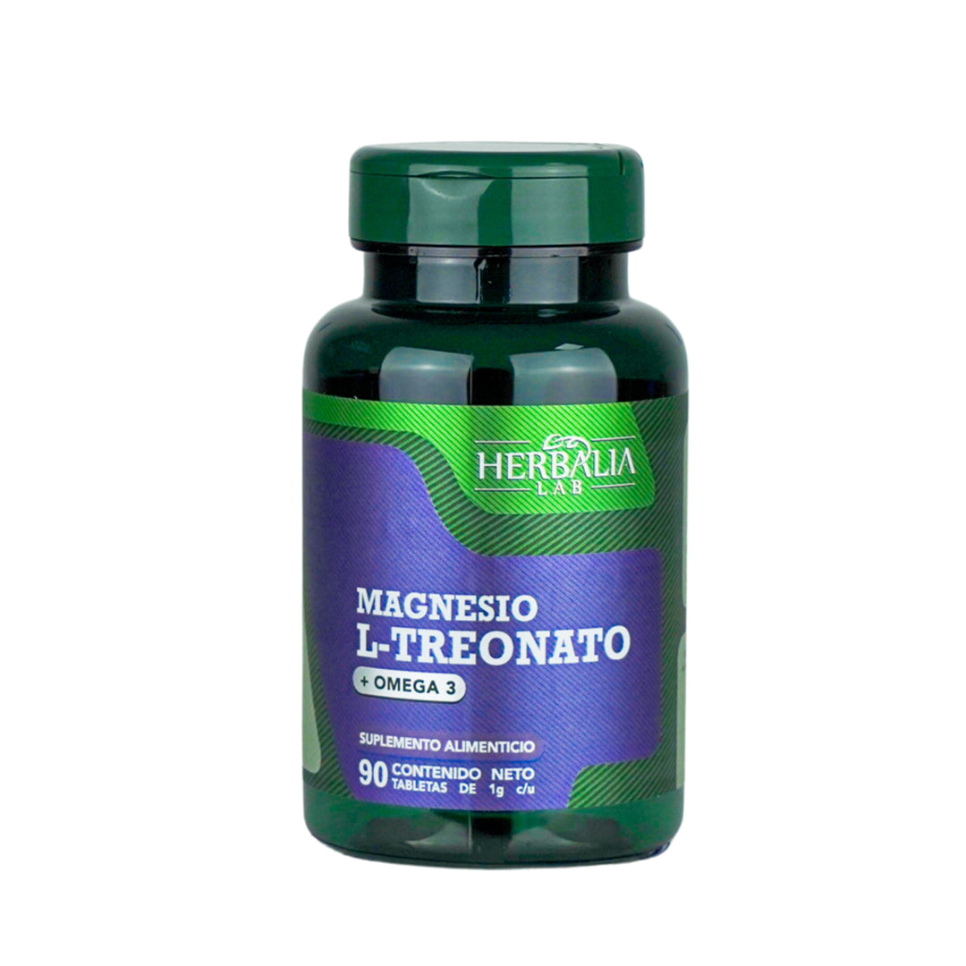 Herbalia Lab L-Treonato + Omega 3, Boost Nootrópico y  apoyo Cardiovascular - 90 Cápsulas de 1000mg