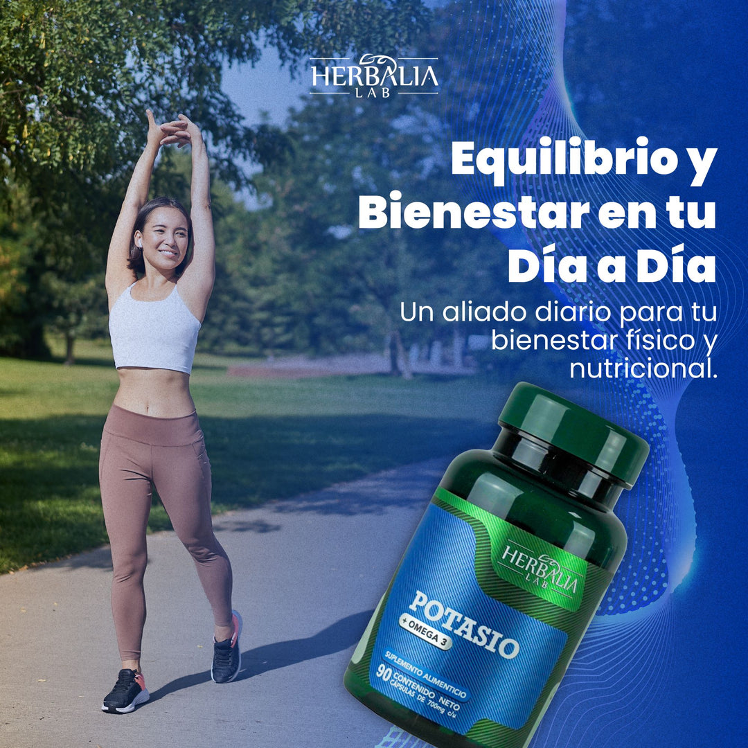 Herbalia Lab | Suplemento de Citrato de Potasio + Omega 3, Apoyo Nutricional Diario - 90 Cápsulas