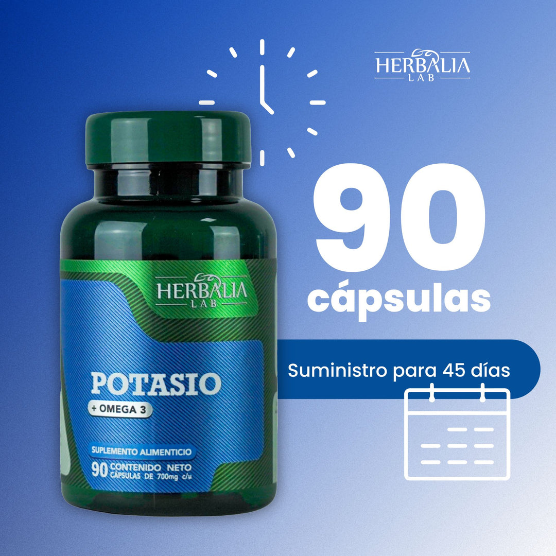 Herbalia Lab | Suplemento de Citrato de Potasio + Omega 3, Apoyo Nutricional Diario - 90 Cápsulas