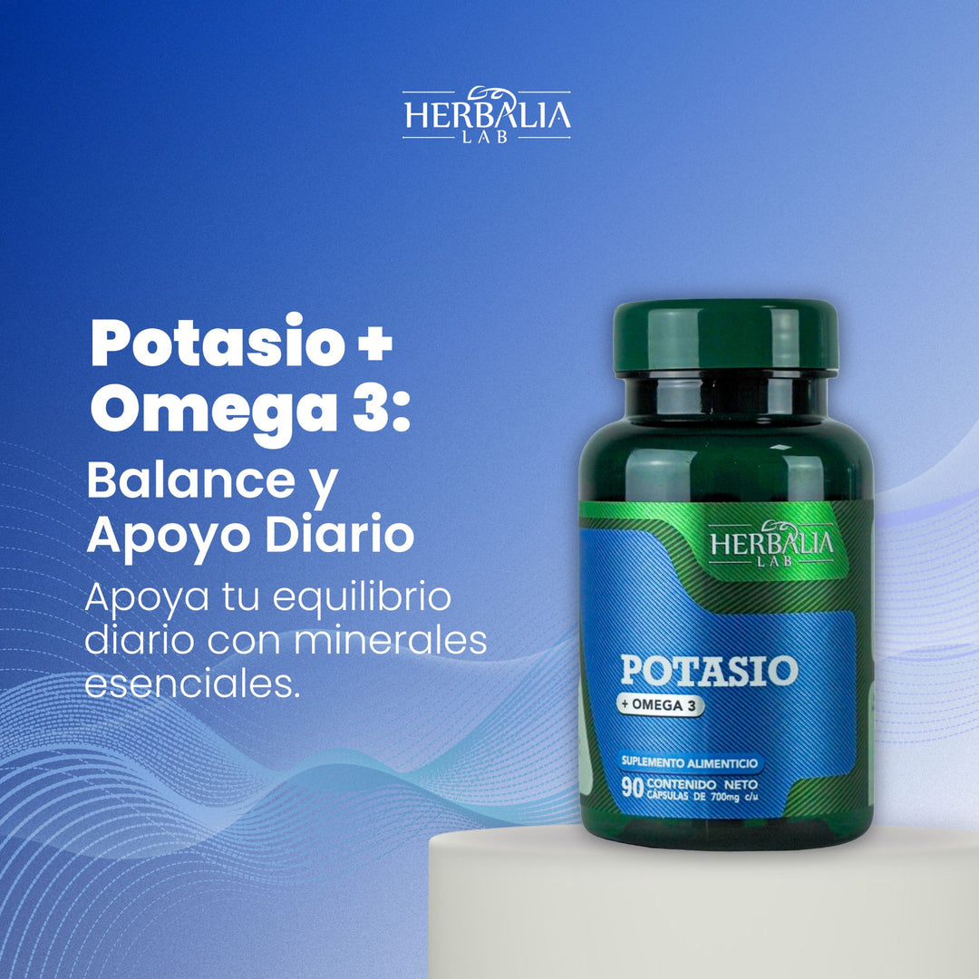 Herbalia Lab | Suplemento de Citrato de Potasio + Omega 3, Apoyo Nutricional Diario - 90 Cápsulas