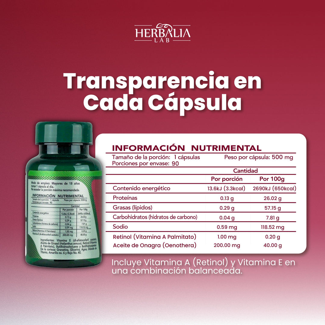 Herbalia Lab | Vitamina A (Retinol) + Vitamina E, Apoyo Nutricional Diario - 90 Cápsulas