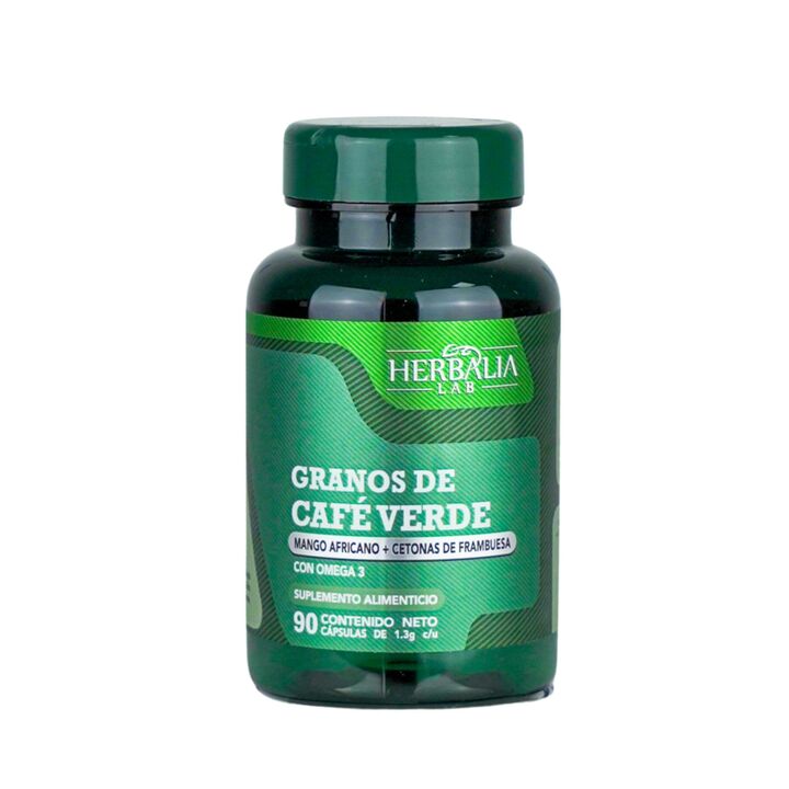 Herbalia Lab Granos de Café Verde, Mango Africano, Cetonas de Frambuesa y Omega 3  EPA/DHA - 90 Cápsulas