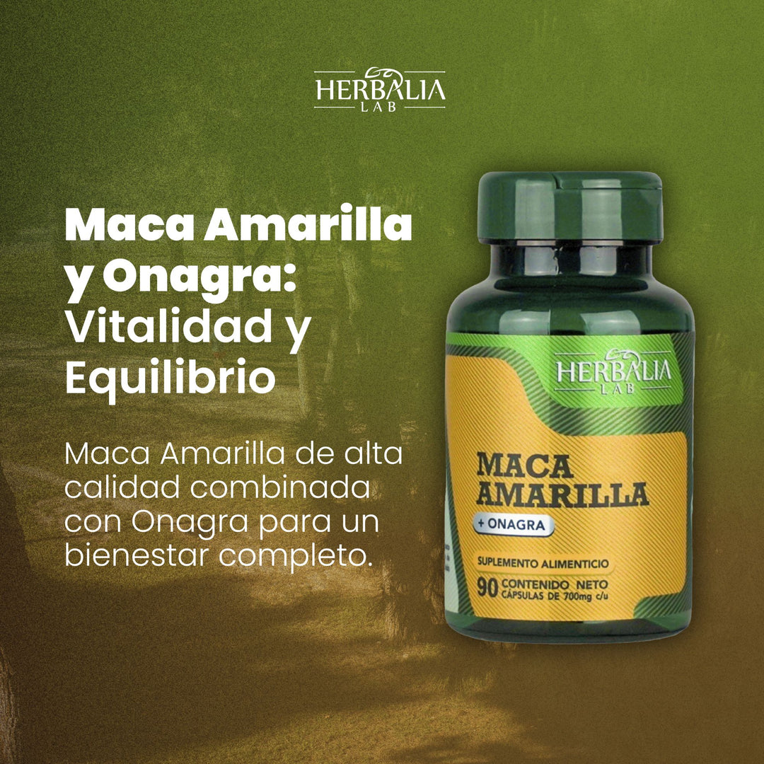 Herbalia Lab | Maca Amarilla con Onagra, Especialidad en Bienestar Femenino - 90 Cápsulas