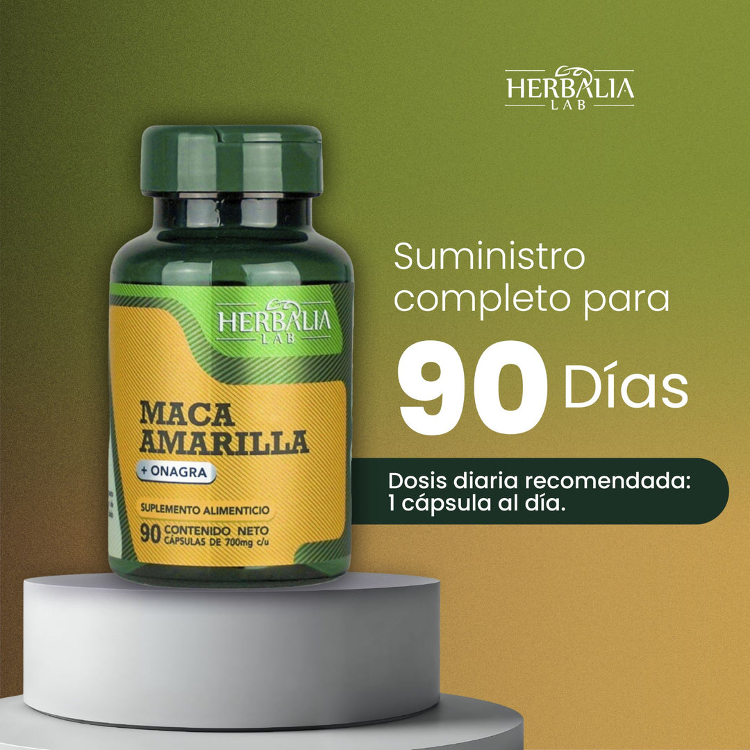 Herbalia Lab | Maca Amarilla con Onagra, Especialidad en Bienestar Femenino - 90 Cápsulas