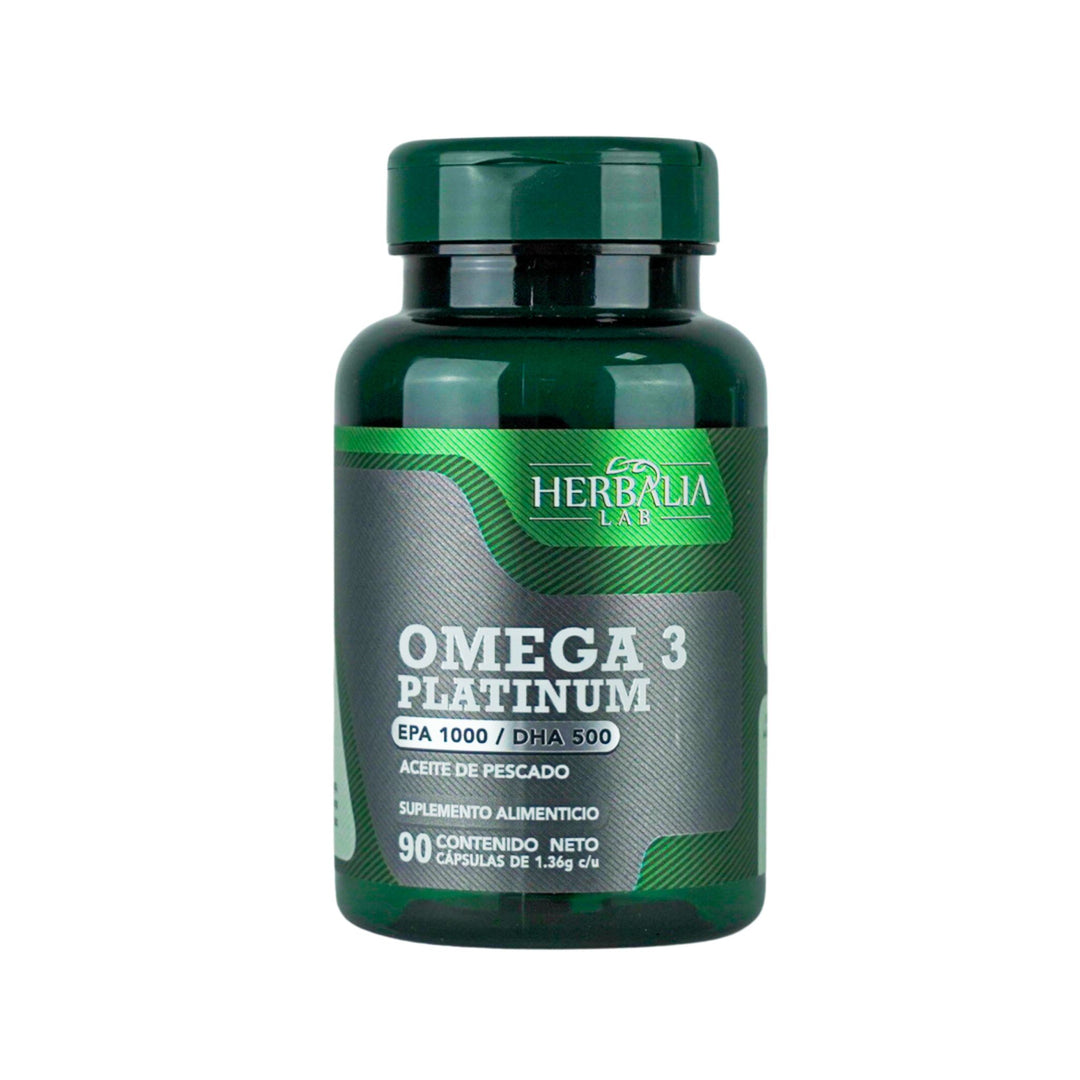 Omega 3 Platinum de Alta Potencia, EPA 1000 / DHA 500 de Herbalia Lab, Pureza y Calidad Superior | 90 Cápsulas