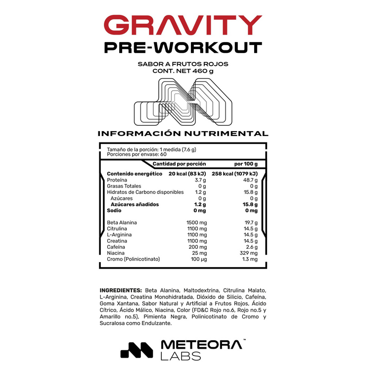 Meteora Labs | Gravity Pre-Workout | 60 Servicios
